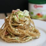 Spaghetti con crema di zucchine ricotta e mortadella